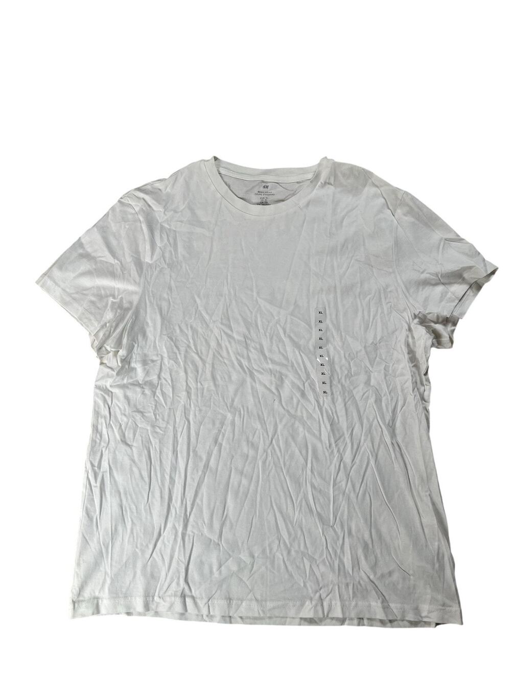 H&M Shirt Mens XL White Cotton Crew Neck Tagless Basic Jersey Summer Lightweight